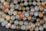 Natural Fire Moonstone Beads - Multi Color - High Quality Faceted Round - Slightly Gray with White Fire- Full Strands-12mm