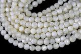 Natural Mother of Pearl, High Quality in Faceted Round Gemstone Beads Shell Beads