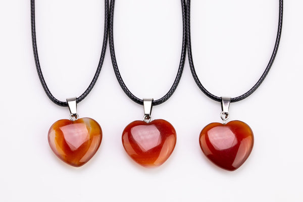 Carnelian heart crystal necklace