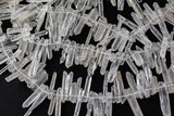 Natural Raw Rock Crystal Quartz Beads Long Slender Points Spikes Top Side Drilled Freeform Clear White Quartz 15.5" Strand