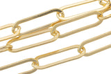 Gold Filled Flat Tubed Chain, Elongated Oval Chain, 6 x 16 mm links, , Wholesale, USA Made, Chain by foot- Paper Clip Chain