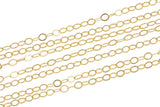 1.3mm-1.5mm USA Made gold filled FLAT chain 3 feet or 20 feet Permanent Jewelry Chain