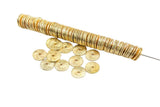 Brushed Gold Copper gold flat disc beads spacers - Brushed Disk heishi rondelle spacers beads Gold plated jewelry making 8 Inch Strand!