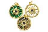 1 pc 18k Gold Sun Micro Pave, Sun Charms, Lock Necklace Earring Charms, CZ Pave- 18mm