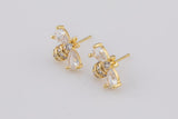1pcs 18K Gold Bee Stud Earring- 1 pair per order - 10x14mm