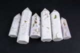 Druze Chacedony Druzy White Chacedony Agate Obelisk Tower Point wand healing crystal