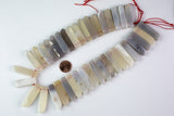 Natural Graduated Strand of Chalcedony Agate Stick Beads - 14"-16" Strand (Apx 37 Beads) -10mm x 25-50mm Gemstone Beads