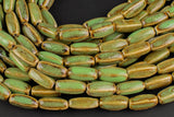 8x20mm Ceramic Smooth Tubular -15 inches per strand- Green