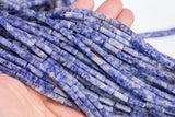 Sodalite beads rectangular tube tubular beads 15.5" 4x13mm