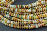 Natural Flower Jade Beads. Full Strand, 8mm Beads- Roundel Smooth Gemstone Beads