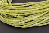 Natural Olive Jade beads tube tubular beads 15.5" 4x13mm