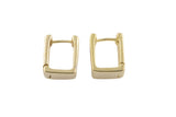 Circle Earring Rectangular Huggie Hoops- Solid Brass- 8x12mm