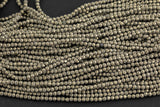 Natural Pyrite Faceted round Beads Full Strands. 3mm, 4mm, 6mm, 8mm, 10mm- Nice Size Hole- DIamond Cutting! AAA Quality Gemstone Beads