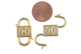 1 pc 14k Gold Clasp clicker Lion Clasp, 16x27mm, Flower Clover double Clicker ends, Bracelet Necklace Clicker Connector