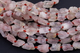 Natural Red Hematoid Lepidocrocite Quartz Raw Rough Nuggets - 7x10mm Beads Crystal Powerful Energy Stone 15.5" Strand Smooth