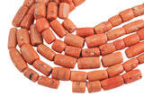 Orange Bamboo Coral Natural Barrel Shaped Beads. Large Size12-15mm Diameter-15.5 inch strand Gemstone Beads