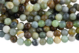 Natural Flower Jade 8mm, 10mm, 12mm - High Quality Round-Full Strand 15.5 inch Strand Gemstone Beads
