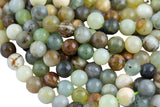 Natural Flower Jade 8mm, 10mm, 12mm - High Quality Round-Full Strand 15.5 inch Strand Gemstone Beads