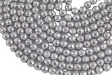 Platinum Plated HEMATITE Beads. Round Faceted. 3mm, 4mm, 6mm, or 8mm. Full Strand 16".