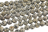 Natural Faceted Dalmatian Jasper, High Quality in Faceted Round, 4mm, 6mm, 8mm, 10mm, 12mm- Full 15.5 Inch Strand Gemstone Beads