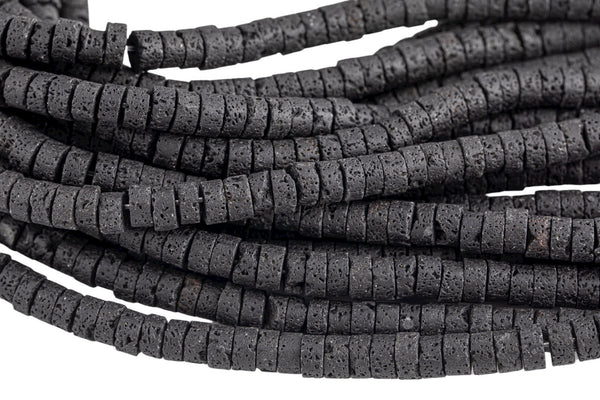 Lava Beads Lava Rock Oil Diffuser Heishi Disc Beads Size 3x6mm 3x8mm 15.5" Strand