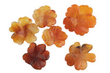 Carnelian 3d Flower Figurine About 24mm across Pre-charged- drilled on top to attach to string.