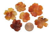 Carnelian 3d Flower Figurine About 24mm across Pre-charged- drilled on top to attach to string.