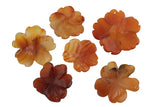 Carnelian 3d Flower Figurine About 24mm across Pre-charged- drilled on top to attach to string.