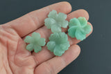 Green Aventurine 3d Flower Figurine About 24mm across Pre-charged- drilled on top to attach to string.