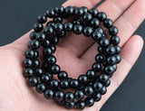 Black Tourmaline Bracelet Round Size 6mm and 8mm- Handmade In USA Natural Gemstone Bracelets - Handmade Jewelry - approx. 7"