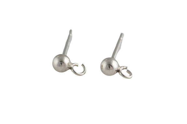 925 Sterling Silver- Ball Earring Stud-- USA Product-3mm 4mm 5mm 6mm - with ring or without