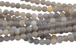 LARGE-HOLE beads!!! 8mm or 10mm Matte -finished round. 2mm hole. 7-8" strands. Gray Agate Big Hole Beads