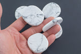 Natural Howlite Flat Oval Shaped- 42x45mm