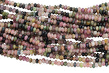 Natural Tourmaline Beads Full Strands-15.5 inches-4mm- Nice Size Hole- Diamond Cutting, High Facets- Nice and Sparkly- Faceted Roundel