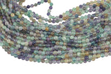 Natural Rainbow Flouride Beads Full Strands-15.5 inches-4.5mm- Nice Size Hole- Diamond Cutting Facets- Nice and Sparkly- Faceted Round