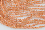 Natural Sunstonee eads Full Strands-15.5 inches-3mm- Nice Size Hole- Diamond Cutting High Facets- Nice and Sparkly- Faceted Round
