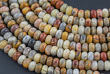 Natural Mexican Crazy Laced Agate - High Quality in Roundel, 6mm, 8mm- Full 15.5 Inch Strand-15.5 inch Strand Smooth Gemstone Beads