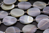 Natural Botswana Agate Twisted Oval Beads Approximately 27x36mm High Quality Full Strand 15.5 Inch Long AAA Quality Smooth Gemstone Beads