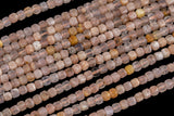 Natural Pink Sunstone Faceted Cube Beads Size 3mm 15.5" Strand