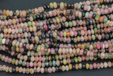 Natural Tourmaline Beads Full Strands-15.5 inches-4mm- Nice Size Hole- Diamond Cutting, High Facets- Nice and Sparkly- Faceted Roundel