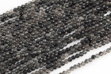 Obsidian Full Strands-15.5 inches-3mm- Nice Size Hole- Diamond Cutting, High Facets- Nice and Sparkly- Faceted Round