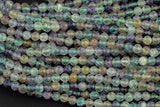 Natural Rainbow Flouride Beads Full Strands-15.5 inches-4.5mm- Nice Size Hole- Diamond Cutting Facets- Nice and Sparkly- Faceted Round