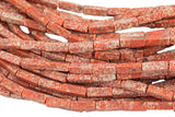 Pale Red Sea Sediment Jasper rectangular tube tubular beads 15.5" 4x13mm