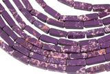 Purple Sea Sediment Jasper rectangular tube tubular beads 15.5" 4x13mm