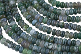 Natural Moss Agate - High Quality in Roundel, 6mm, 8mm- Full 15.5 Inch Strand-Full Strand 15.5 inch Strand Smooth Gemstone Beads