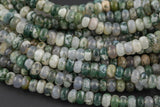 Natural Tree Moss Agate - High Quality in Roundel, 6mm, 8mm- Full 15.5 Inch Strand-15.5 inch Strand Smooth Gemstone Beads