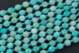 AAA Natural Amazonite 5-6mm Beads Faceted Energy Prism Double Terminated Point Cut 15.5" Strand