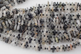 Natural Tourmaline Quartz Smooth Freeform Roundel Chip Beads 15.5" Strand