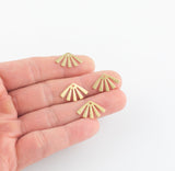 Brass earrings-Earring copper accessories-Earring pendant-Brass earring charms-Earring connector-Brass jewelry-Fan shape earrings- 12x20mm