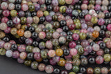 Natural Watermelon Tourmaline High Quality in Round, 4mm, 6mm, 8mm, 10mm AAA Quality Smooth Gemstone Beads